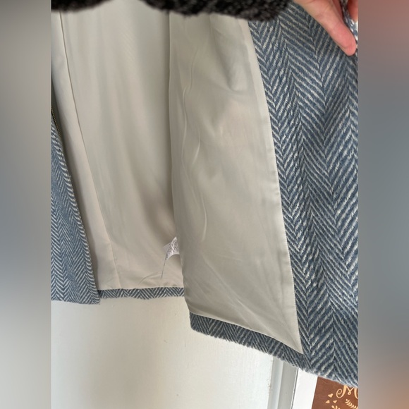 NWT J. Crew Herringbone City Coat in Pale Seascape Chevron Blue - Picture 7 of 14